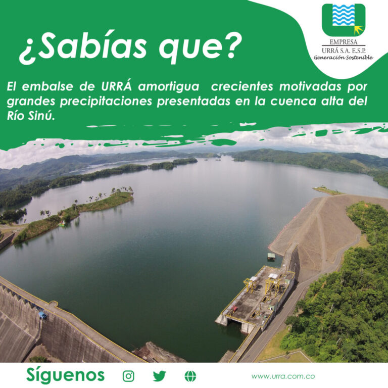 Ante inició de temporada invernal, la central URRÁ I reporta amortiguación de 5 crecientes superiores a 700 m³/s